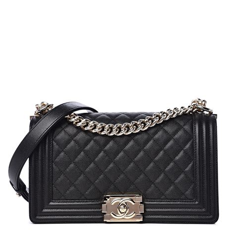 chanel new medium boy quilted caviar bag in black|CHANEL Caviar Quilted New Medium Boy Flap Black.